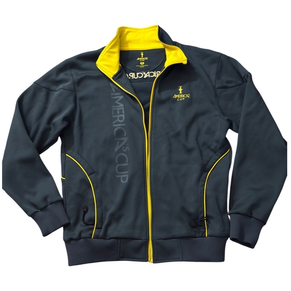 Americas Cup Mens‎ Full Zip Track Jacket Gray Yellow Sailing Official Licensed M